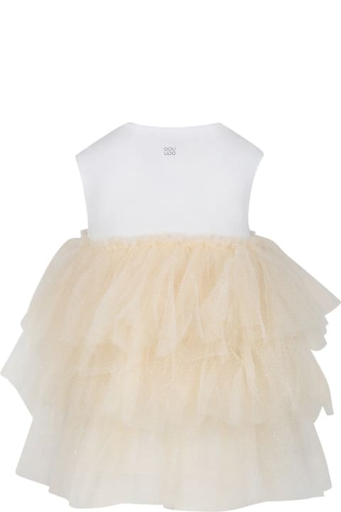 Douuod for Kids Douuod Beige Dress For Girl With Tulle