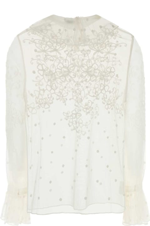 Bode Clothing for Women Bode White Mesh Middlemist Blouse