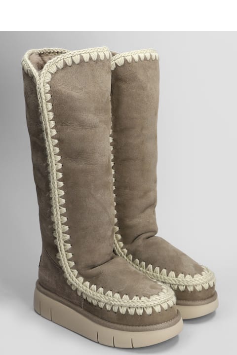 أحذية برقبة لـ السيدات Mou Eskimo Bounce 40 Low Heels Boots In Grey Suede