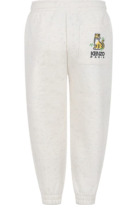 Kenzo Kids Bottoms for Boys Kenzo Kids Ivory Trousers For Girl With Tiger
