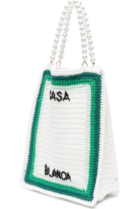 Casablanca Bags for Women Casablanca White And Green Cotton Tote Bag