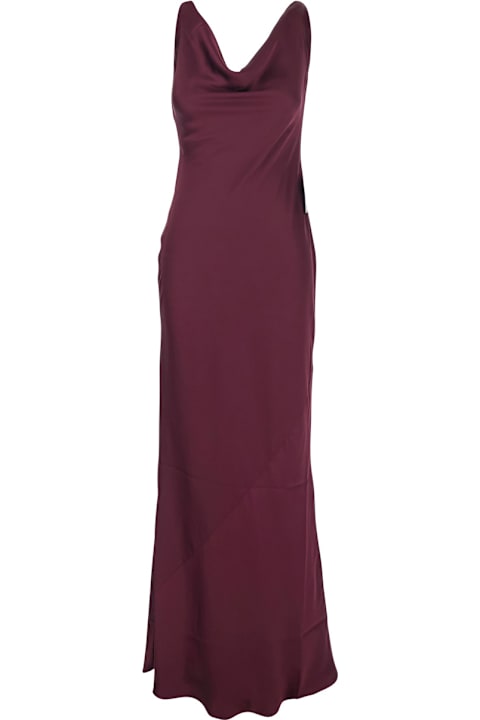 Norma Kamali for Men Norma Kamali Bordeaux Long Dress With Asymmetric Neckline And Flared Skirt In Tech Fabric Woman