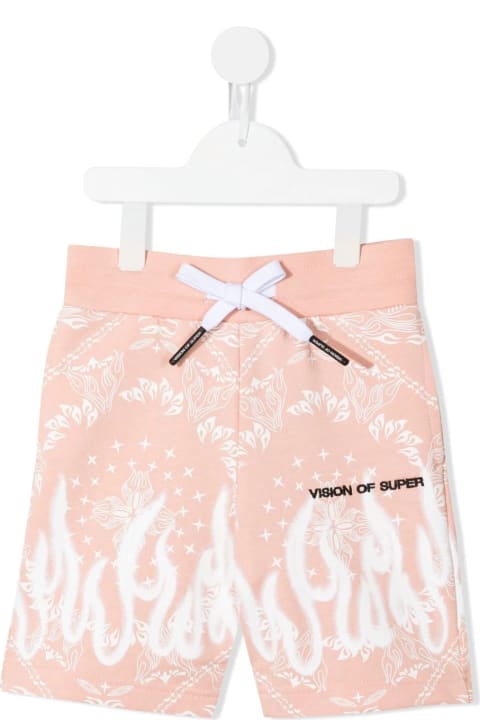 Kids Pink Sports Shorts With Bandana Print