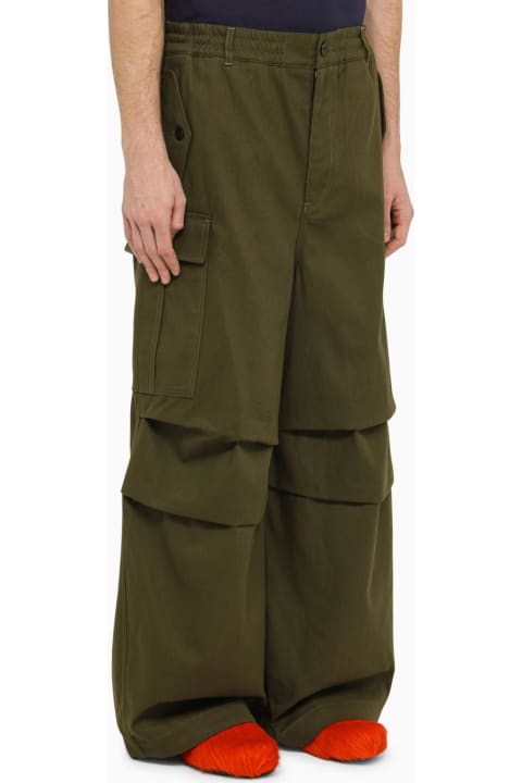 Marni for Men Marni Dark Green Cotton Blend Wide Cargo Trousers