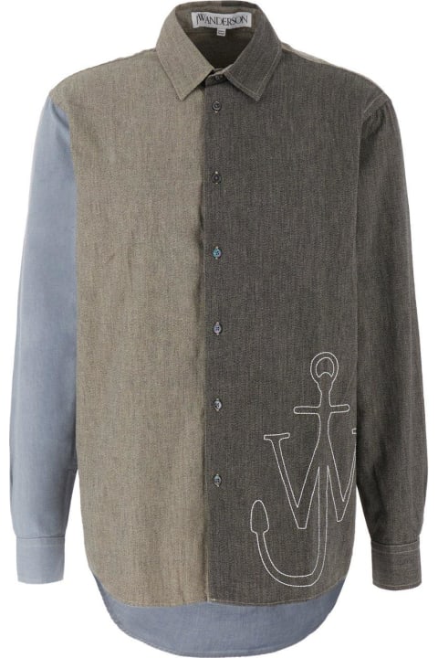 メンズ J.W. Andersonのシャツ J.W. Anderson Anchor-embroidered Colour-block Patchwork Shirt