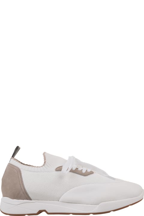 Andrea Ventura Shoes for Men Andrea Ventura W-dragon Sneakers In White And Beige Fashion Fabric