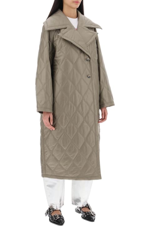 Ganni Coats & Jackets for Women Ganni 'shiny' Olive Green Polyester Coat