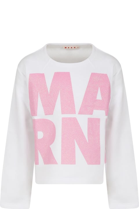 Marni Topwear for Girls Marni White Sweatshirt For Girl With Logo