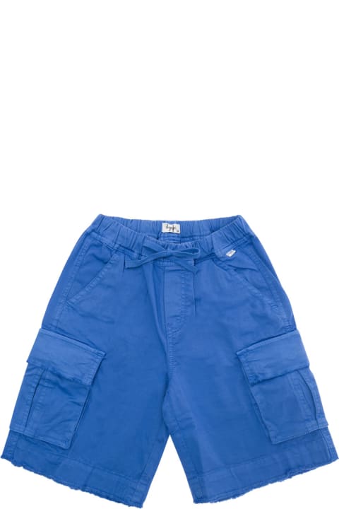 Bottoms for Boys Il Gufo Blue Cargo Shorts In Stretch Cotton Boy