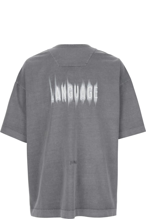 Juun.J for Women Juun.J Grey T-shirt With Logo Embroidered On The Front And Print On The Back In Cotton Man