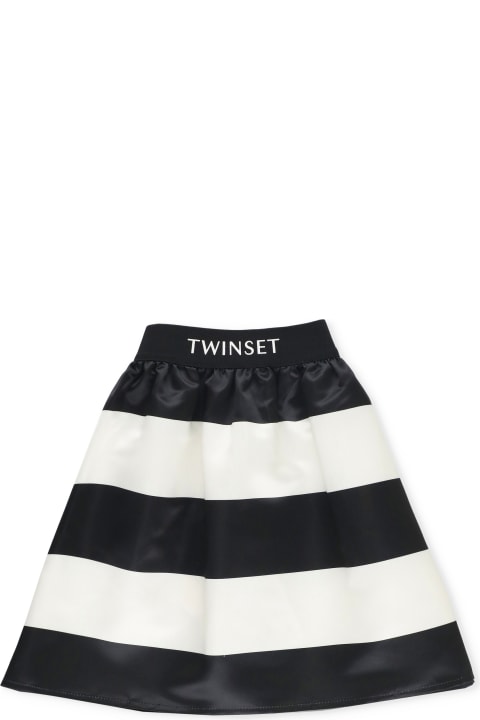 ガールズ ボトムス TwinSet Satin Striped Skirt