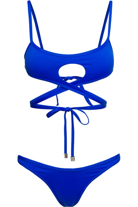 Swimwear for Women The Attico Cut-out Wraparound Bikini Set In Bluetechnical Fabric Woman
