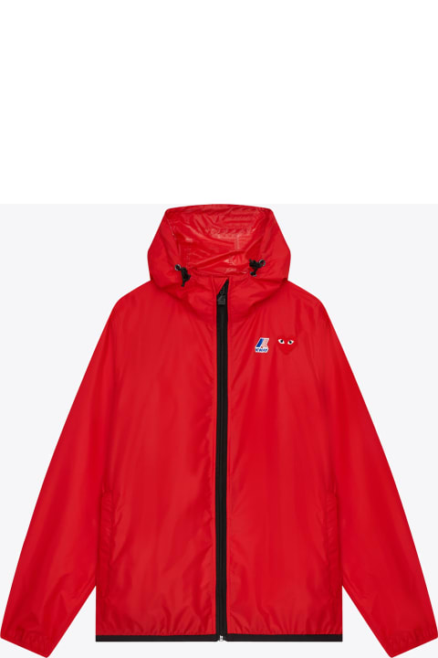 Unisex Jacket Red nylon windbreaker jacket collab CDG Play x K-way