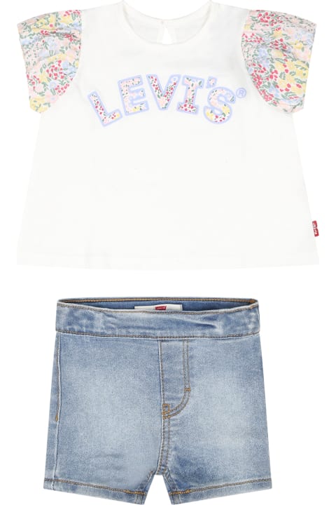 Levi's for Kids Levi's White Suit For Baby Girl With Logo