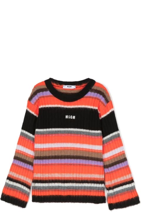Kids Multicoloured Ribbed Sweater With Logo