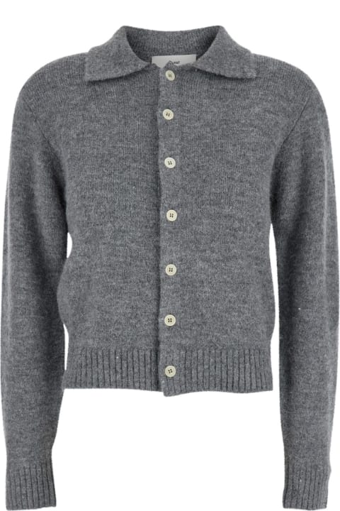 Dunst Topwear for Women Dunst Grey Cardigan With Open Collar In Wool Blend Woman