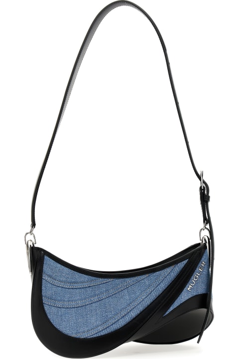 Fashion for Women Mugler 'medium Denim Spiral Curve 01' Shoulder Bag
