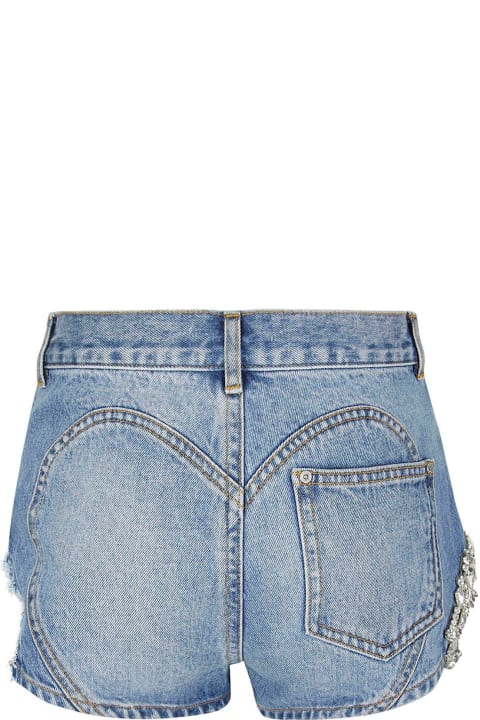 AREA Pants & Shorts for Women AREA Distressed Crystal Denim Shorts