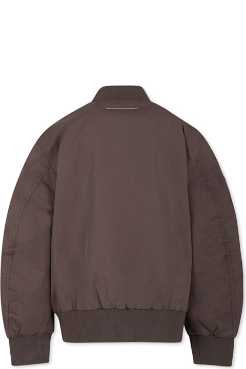MM6 Maison Margiela Coats & Jackets for Boys MM6 Maison Margiela Brown Bomber Jacket For Kids With Logo