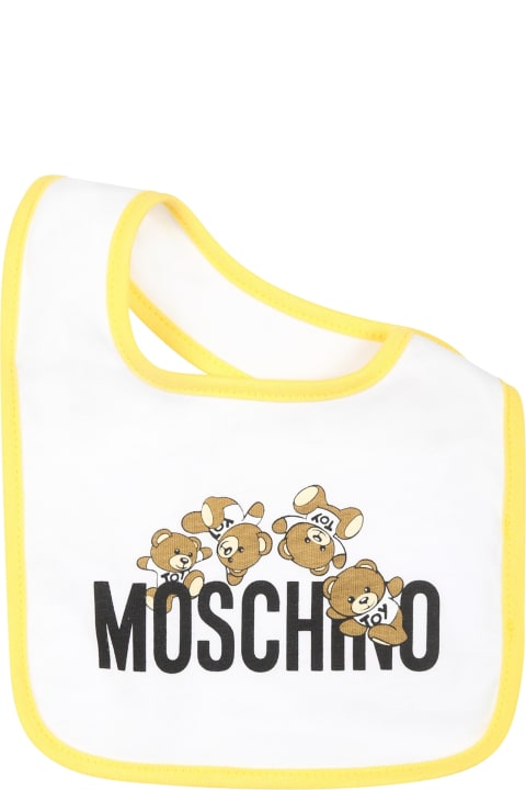 Moschino Accessories & Gifts for Baby Girls Moschino White Set For Babykids With Teddy Bear And Logo