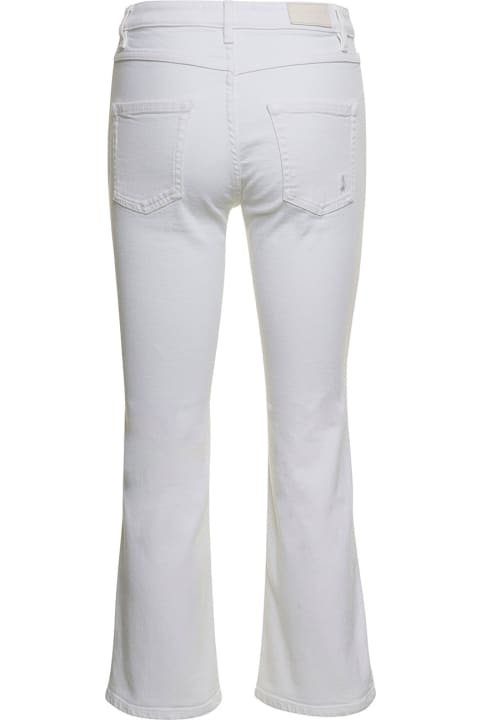 'pam' White Five-pockets Flared Jeans In Cotton Blend Denim Woman
