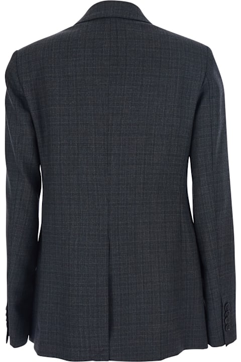 Mauro Grifoni for Men Mauro Grifoni Grey Double-breasted Jacket With Peak Revers And All-over Striped Motif In Wool Woman
