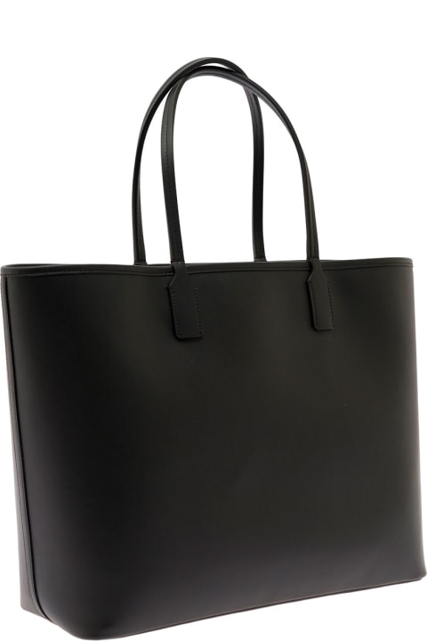 'fefè Medium' Black Shopper Bag With Logo In Leather Woman Dolce & Gabbana