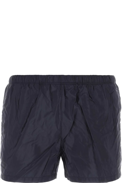 Swimwear for Men Prada Navy Blue Recycled Nylon Swimming Shorts