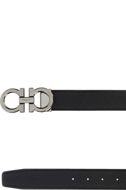 Accessories for Men Ferragamo Black Leather Reversible Belt