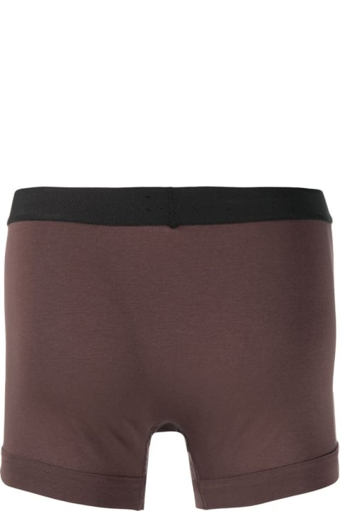 Brown Jersey Boxer With Elasticated Logged Waistband In Cotton Stretch Man