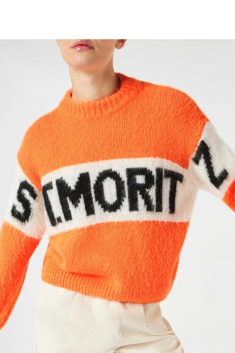 Homeware MC2 Saint Barth Woman Fluo Orange Brushed Crewneck Sweater