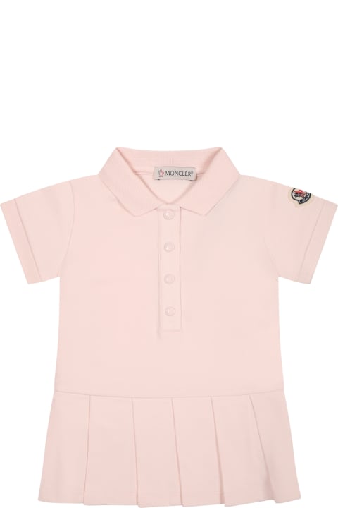 Moncler for Baby Girls Moncler Pink Dress For Baby Girl With Logo