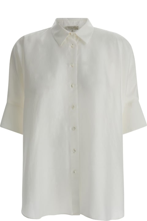 White Bassano Short Sleeve Shirt In Silk Woman