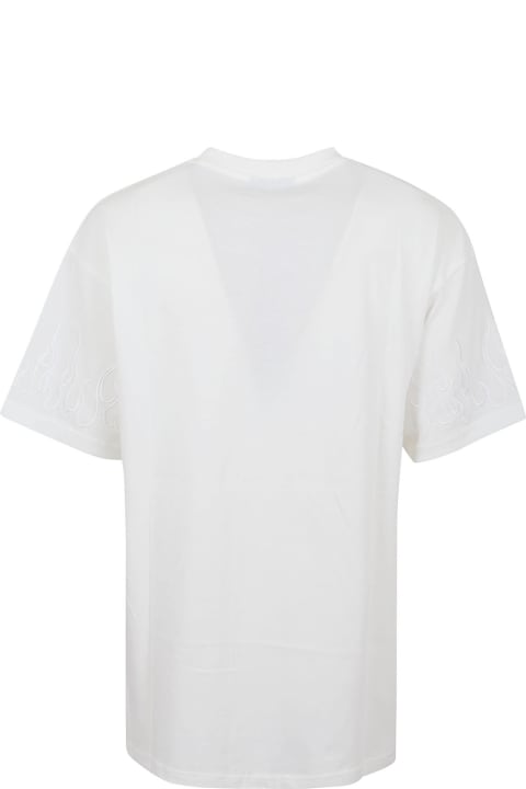 Vision of Super for Men Vision of Super White Tshirt With White Embroidered Flames