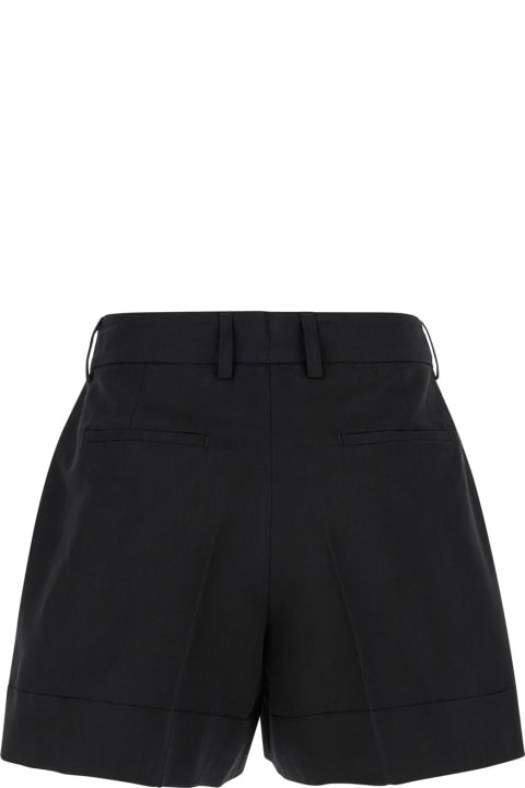 PT Torino Pants & Shorts for Women PT Torino Black High Waisted 'delia' Shorts In Cotton & Linen Blend Woman