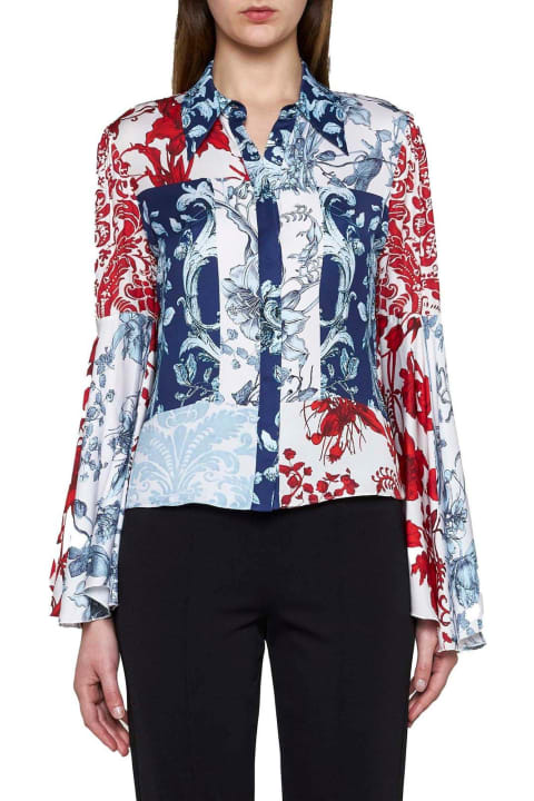 Alice + Olivia Clothing for Women Alice + Olivia Willa Floral-printed Bell-sleeved Blouse