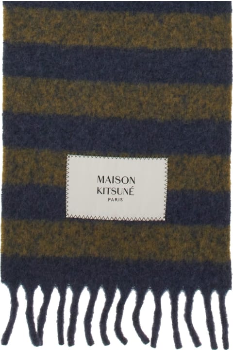 Scarves for Men Maison Kitsuné Scarf With Stripe Pattern