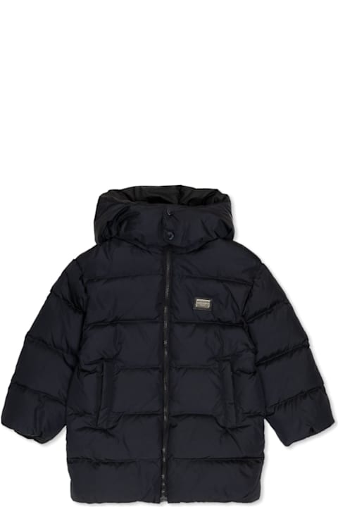 Dolce & Gabbana Sale for Kids Dolce & Gabbana Logo Printed Hooded Down Jacket