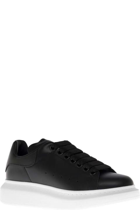 Oversize Black Leather Sneakers With Logo Alexander Mcqueen Man