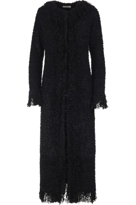 Woman Long Coat In Black Mongolia Wool