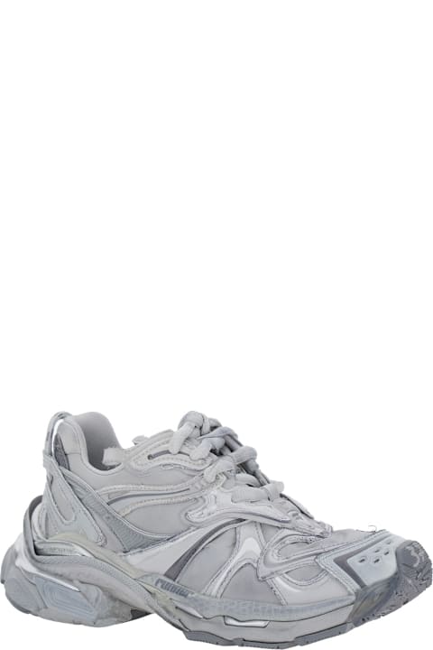 Balenciaga 'runner 2' Grey Sneaker With Embossed Logo In Mesh And Nylon Man
