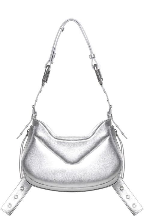 Silver-tone Metallic Leather Y2k Shoulder Bag