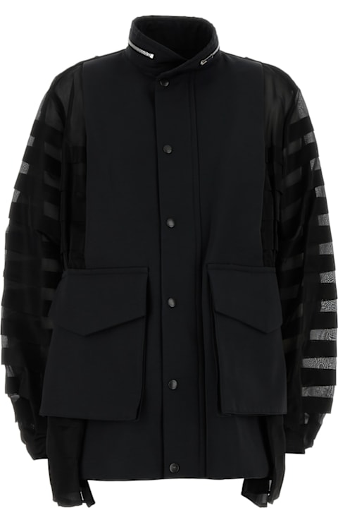 【関税&送料込】Sacai Grosgrain Bonding X Silk Organdy Blous Sacai Grosgrain Bonding Jacket in Black/Off White – Hampden