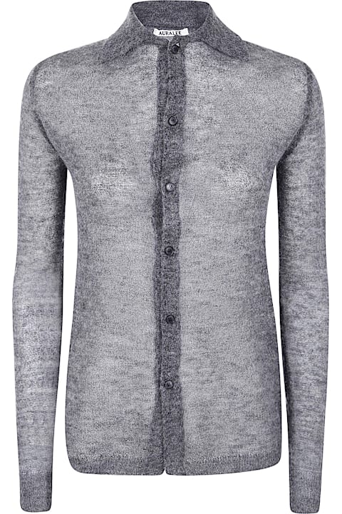 Auralee Clothing for Women Auralee Kid Mohair Sheer Knit Shirt Cardigan