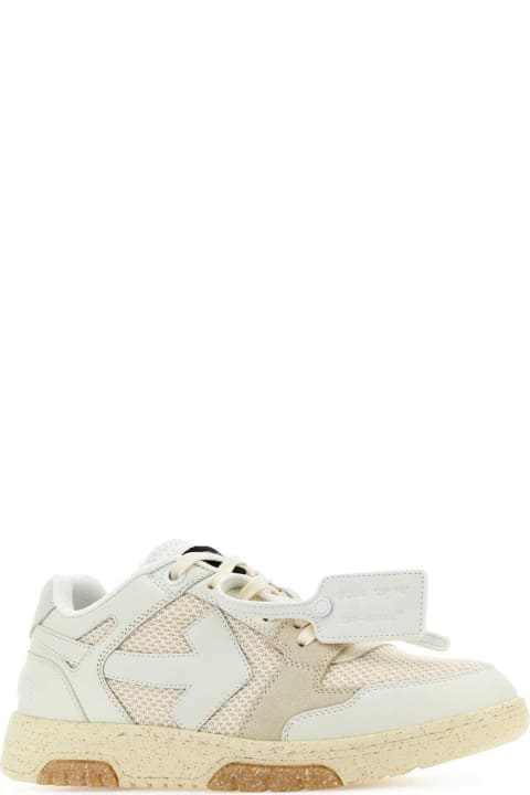 Shoes Sale for Women Off-White Sand Leather And Fabric Out Of Office Sneakers