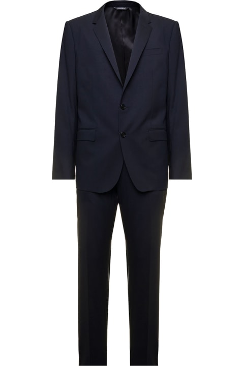 Martini Blue Taiolred Suit In Stretch Wool Dolce & Gabbana Man