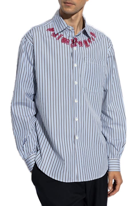 Palm Angels for Men Palm Angels Logo Printed Striped Shirt