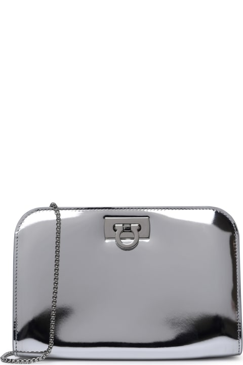 Fashion for Women Ferragamo 'diana' Mini Clutch Bag In Silver Calf Leather