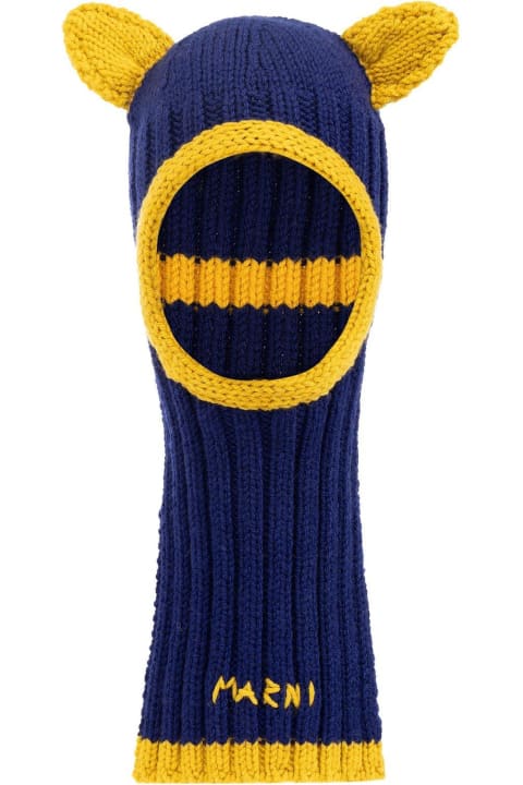 Hats for Men Marni Logo-embroidered Ribbed-knit Balaclava