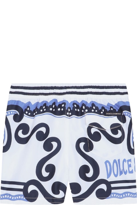 Dolce & Gabbana Swimwear for Baby Boys Dolce & Gabbana Nylon Swimming Shorts With Navy Print